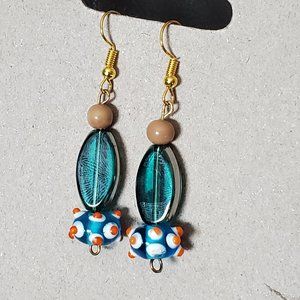 Gold Tone Hook Confetti Glass Bead Earrings Tony Alexander Jewelry Artisan Style